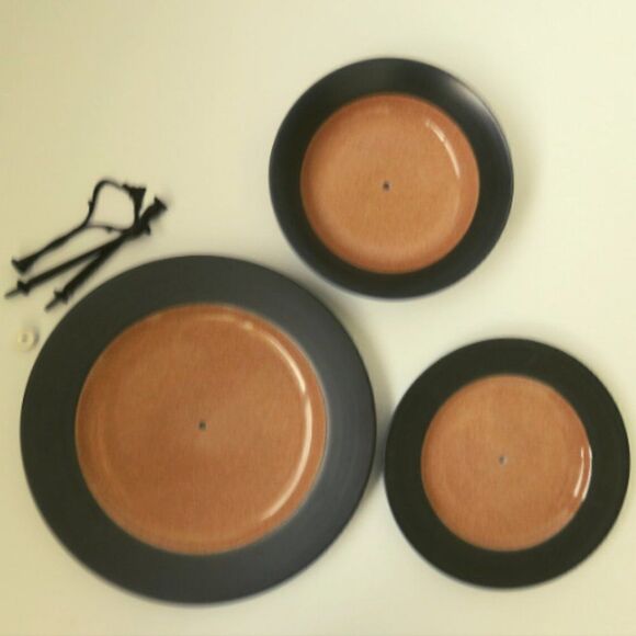 Flat Black Sand Cupcake Dessert Stand 3-Tiered Plate Vintage - Picture 4 of 4